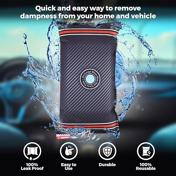 Reusable Car Dehumidifier Bag (XL Pack) Rechargeable Dehumidifier bags for Car, Trucks, and RVs - Prevent Damp & Moisture on Windscreens - Leakproof Moisture Absorber for Car and Home