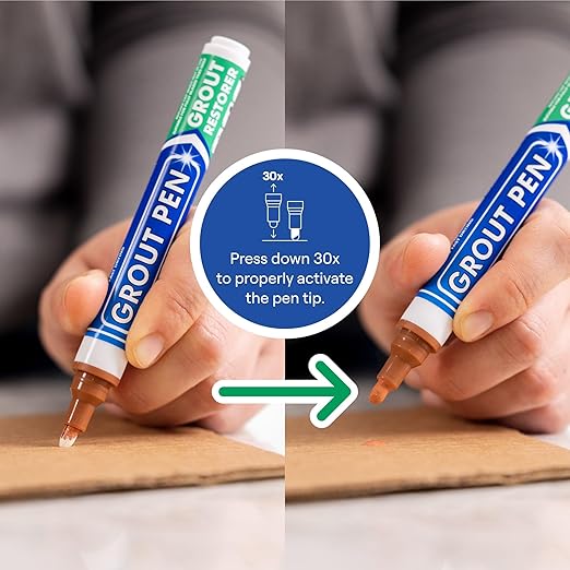 Grout Pen Tile Grout Paint Marker: Waterproof Tile Grout Paint Pen Colorant, Grout Shine Touch Up & Renew - Terracotta, Narrow 5mm Tip (7mL)
