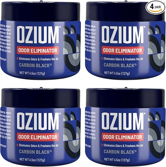 Ozium 4.5 Ounce 4 Pack Odor Eliminating Gel for Homes, Cars, Offices and More, Carbon Black