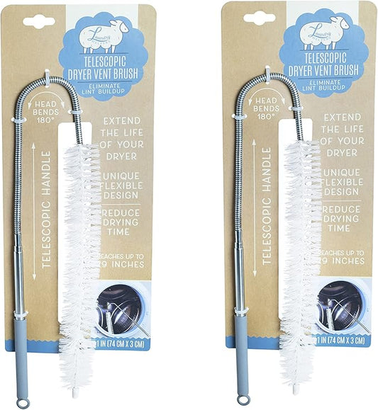 Dryer Vent Brush, Flexible Lint Remover Cleaning Tool, Sturdy Telescopic 29-Inch Handle, Head Bends 180 Degrees, Reduces Drying Time and Extends Dryer Life, 2 Pack