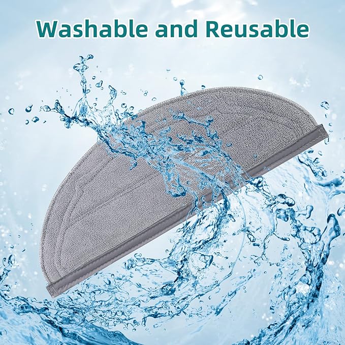 VIEWALL 6 Pack Reusable Mop Pads for Roborock Q10 S5 / Q10 S5+ / Q10 VF / Q10 VF+ / Q10V / Q10V+, Microfiber Washable Mop Cloth, Replacement Parts & Accessories
