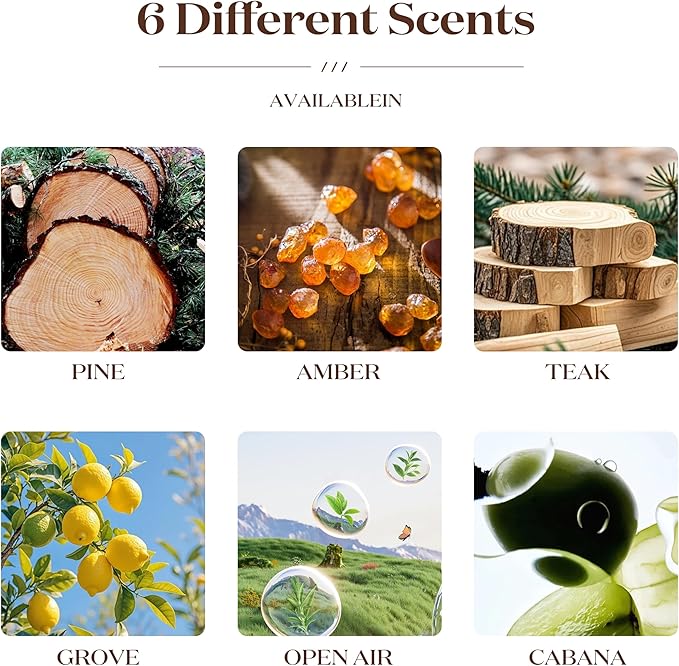 Wood Car Air Freshener – Long Lasting Natural Essential Oil Car Fragrance, Luxury Odor Control, Sun Visor Clip Diffuser, Premium Natural Wood Car Fragrance - Open Air Scent