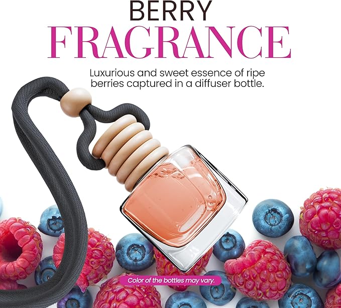 Pack of 2 Car Air Fresheners For Women | Berry Ready Scented Automotive Car Accessories with Vent Clips | Long Lasting Perfume Diffuser | Hanging Air Freshener Scent | Premium Fragrance By Perfa