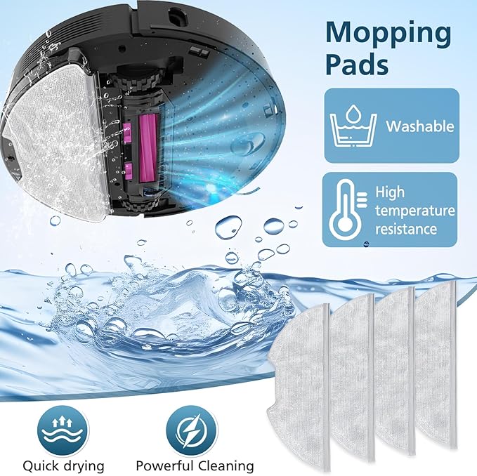 19 Packs Replacement Parts Only for Eureka E20 Plus Robot Vacuum Cleaner, 2 Main Roller Brushes, 4 HEPA Filters, 4 Mop Pads, 8 Side Brushes, 1 Cleaning Brush Accessories Kit