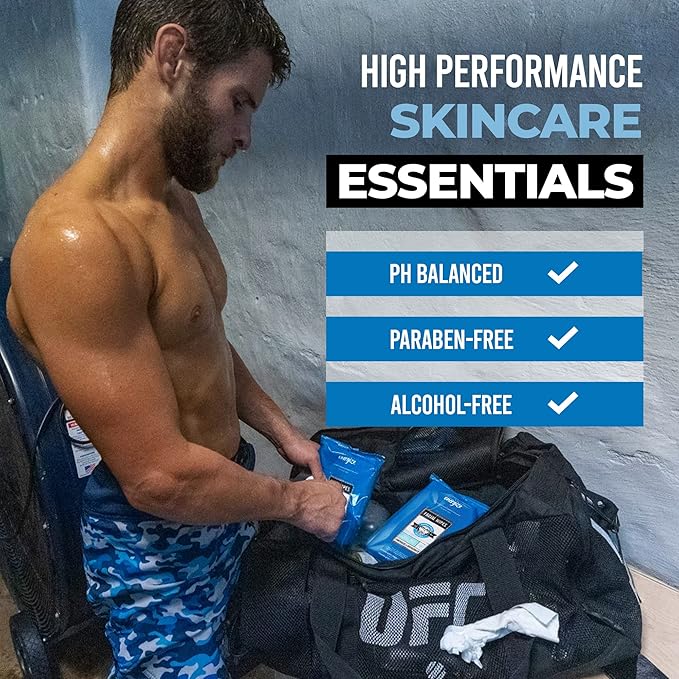 Game Face Cooling Face Wipes 25 Count XL Size Compostable Cloth Naturally Formulated and Lightly Scented Hydrating, Energizing, and Invigorating Wipes for Athletic, Sport, and On The Go Needs.