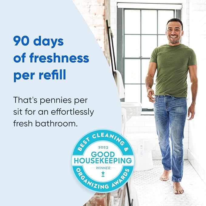 Loo Loo Touch Free Toilet Freshener Refills, Natural Essential Oils – Toilet Smell Eliminator, Bathroom Deodorizer, Air Freshener Spray for Bathroom, Clean Cotton Fragrance, 2.0 Fl Oz