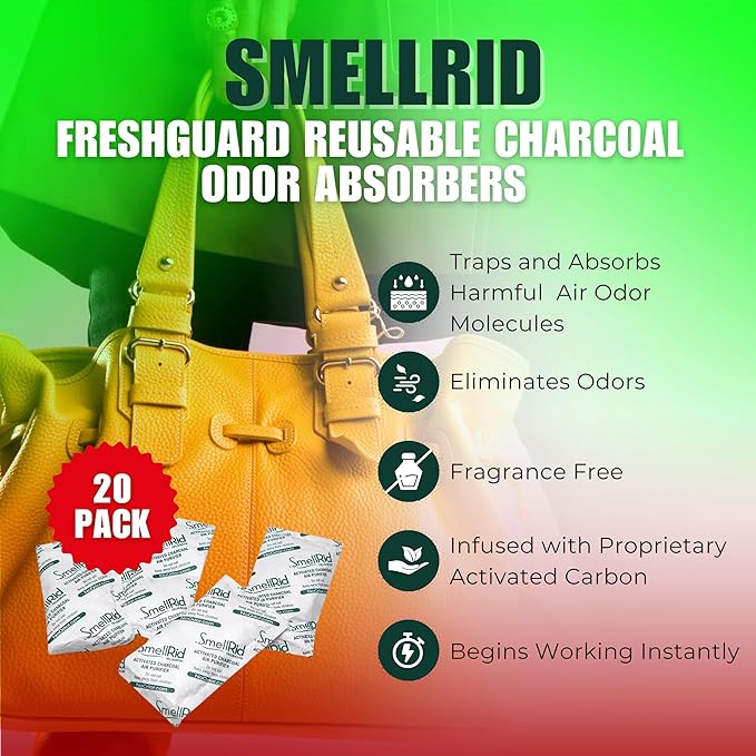 SMELLRID Activated Carbon Odor Eliminator Pouch – Neutralizes Odors in Closets