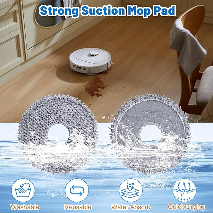 QV35A Replacement Parts for Roborock QV 35A/ QV 35S Robot Vacuum Accessories Kit with 1 Roller Brushes, 4 Mop Pads, 4 Dust Bags, 4 Filters, 4 Side Brushes,1 Cleaning Brush,1 Screwdriver -19Pack