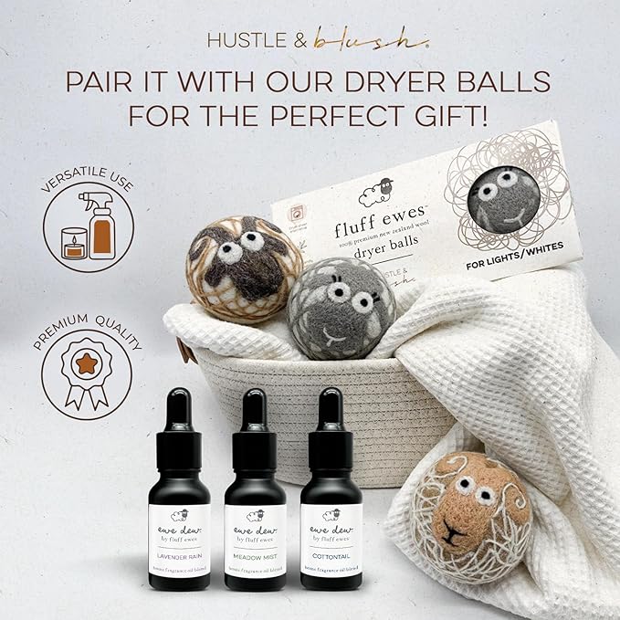 Hustle & Blush Essential Oil for Dryer Balls, 15ml Lavender Rain, Natural Laundry Fragrance, Long-Lasting Fresh Scent, Wool Dryer Balls Ideal for Diffusers, Candle Making, Multi-Use for Home & DIY
