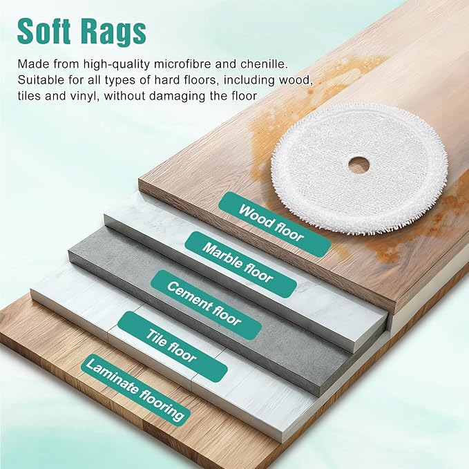 6 Pack Mop Pads Replacement Parts for Bissell 3115 Series, for 2859 SpinWave Wet and Dry Robot Vacuum Cleaner, Reusable & Washable Mop Cloths Accessories
