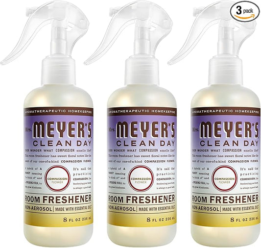 MRS. MEYER'S CLEAN DAY Room Spray, Compassion Flower Scent, 8 Fl Oz Bottle - 3 Pack