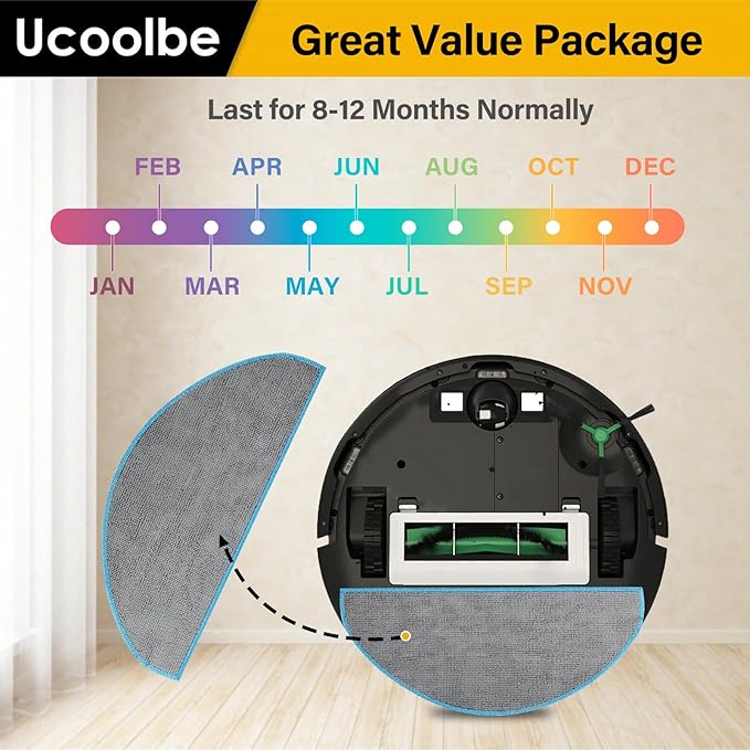 6 Pack Replacement Parts for iRobot Roomba Combo Essential Robot Vacuum & Mop Y0140 / Y0110 / Q0110 / Q0120 / Q0520/ Roomba 104 / Roomba 105 Combo, Microfiber Washable Mopping Pads