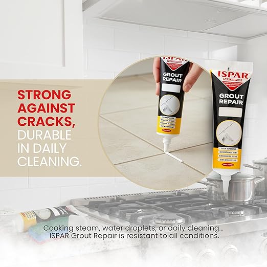 Tile Grout Repair Kit – White Grout Filler 8.8 oz, Pre-Mixed Caulk & Grout Paint for Shower, Bathroom, Floor Tiles – Quick-Dry Tile Grout Sealer with Spatula