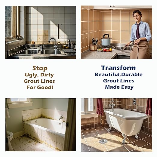 Epoxy Grout Dark Gray 13.5 fl oz ｜Water & Stain Resistant & Zero Maintenance｜1:1 Auto-Mix Technology｜24hr Ready-to-Use｜Perfect for Shower Kitchen Pool | 10 Pearl Finishes for Tile & Stone
