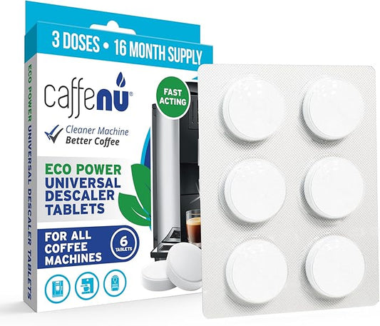 Caffenu Descaling Tablets Pack of 6. Coffee Machine Descaler Tablets. Compatible with Jura, Mellita, Siemens, Phillips and Saeco. Remove Limescale & Build-up. Complete the Barista Kit