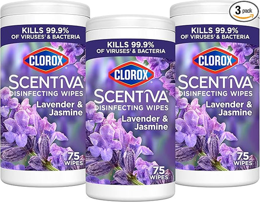 Clorox Scentiva Disinfecting Wipes, Lavender and Jasmine (Pack of 3)