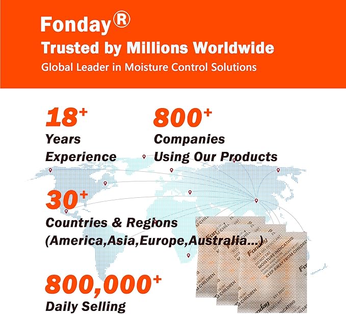 20g x 100 Packs Fonday Rechargeable Silica Gel Desiccant Packets Fast Reactivate Desiccant Bags Moisture Indicating Orange to Green for Food Storage, Electronics, 3D Filament & Safes