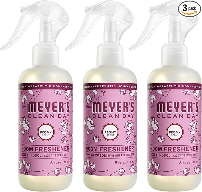 MRS. MEYER'S CLEAN DAY Room Spray, Peony Scent, 8 Fl Oz Bottle - 3 Pack