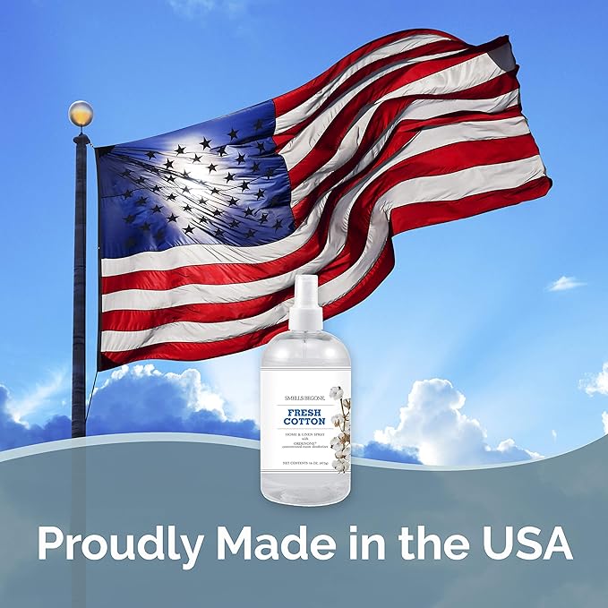 SMELLS BEGONE Air Freshener Home & Linen Spray - 16 oz, Pack of 2 - Odor Eliminator - Made with Essential Oils (Fresh Cotton)