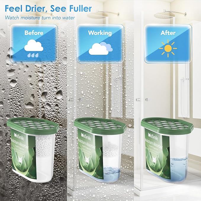 Moisture Absorbers 12 Packs, 10.8 Oz Fresh Scent Efficient Humidity Absorber ＆ Odor Eliminator Boxes, Refillable Car Dehumidifier for Closet, Bathroom, Basement＆ RV