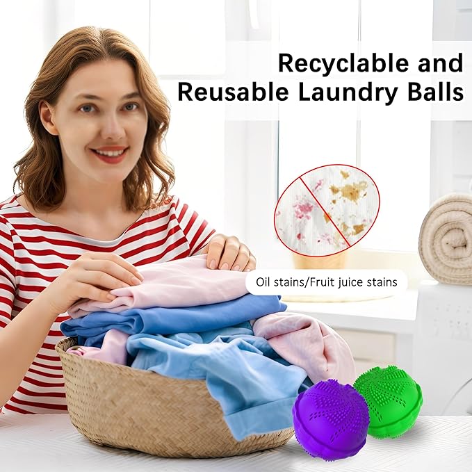 Laundry Balls Set, Natural Non-Chemical Detergent Wash Balls for Washing Machine Eco Friendly Washer Ball, Set of 2