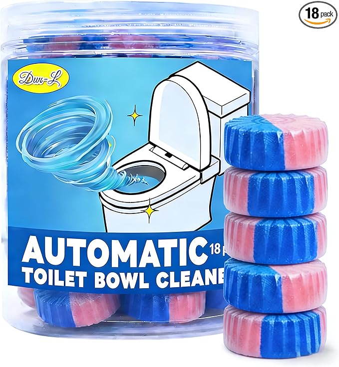 （18 Count） Automatic Toilet Cleaner Tablets, Toilet Bowl Cleaner Tablets, Bathroom Toilet Tank Cleaner，Blue Cleaning Tabs for Bathroom Tank