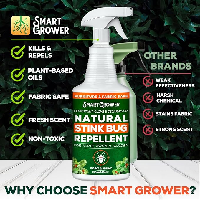 Natural Stink Bug Spray & Repellent for Indoor & Outdoor Use – Plant-Based Stink Bug Eliminator with Essential Oils, Stain-Free on Fabric, Pet & Family Friendly, 32 oz Ready-to-Use