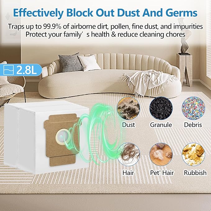 12 Pack 105 Vacuum Bags Compatible with iRobot Roomba 105 Vac, 104/105 Combo,Plus 405/505 Combo,705 Max Vac, Large Capacity Disposable Replacement Bags