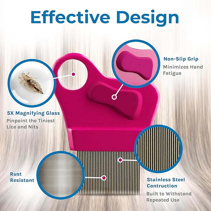 Hygea Natural Lice Kit Includes Comb with Magnifier for lice and nits and Lice Spray & Refill for Home, Furniture, Bedding - Natural Treatment- Family Friendly and pet Safe - Stain and Scent Free