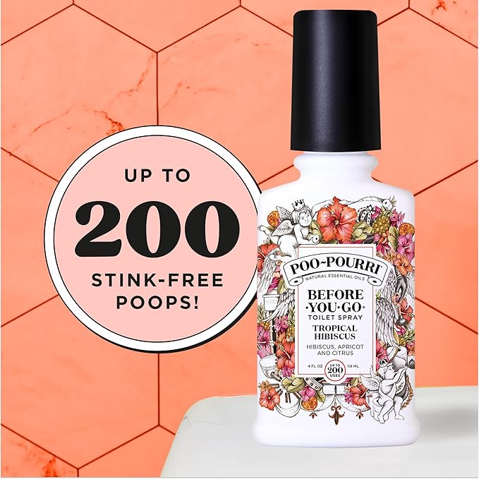 Poo-Pourri Before-You-Go Toilet Spray, Tropical Hibiscus, 4 Fl Oz - Hibiscus, Apricot and Citrus