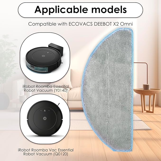 (3 Pack) Roomba 104 Q052020 Q0120 Y0140 Mop Pads for iRobot Vacuum 2 Essential Robot, Robot Vacuum and Mop Combo, Roomba 104, Roomba 105 Combo Robot Vacuum, Y0110, Q011, Mop Cloths