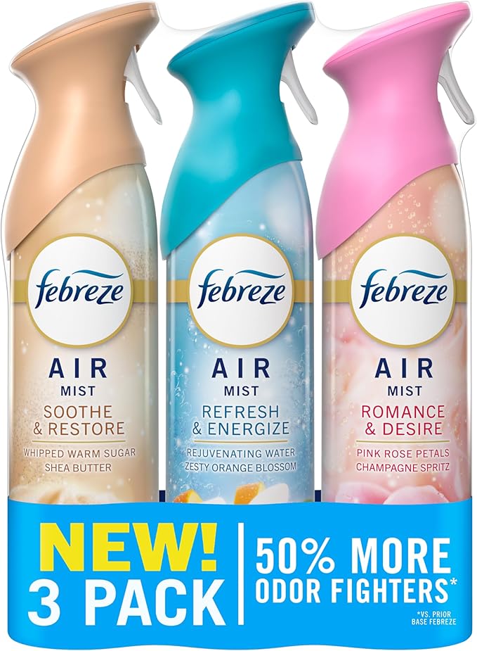 New & Improved Air Mist Mood Mix Air Freshener, Home and Kitchen Essentials, Odor Fighting Room Spray, 8.1 oz bottle, 3 Count