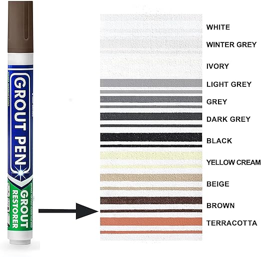 Grout Pen Tile Paint Marker: 2 Pack Brown with 5 Pack Replacement Tips (Narrow, 5mm) - Waterproof Grout Colorant and Sealer Pen to Renew, Repair, and Refresh Tile Grout - Cleaner Coating Stain Pens
