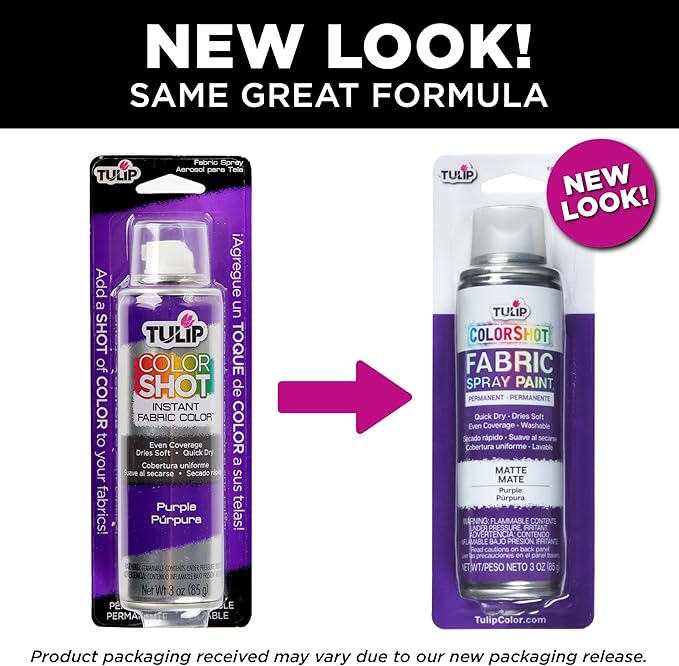 Tulip ColorShot Instant Fabric Spray Paint, Permanent Color Spray-On Fabric Paint, 3oz, Purple