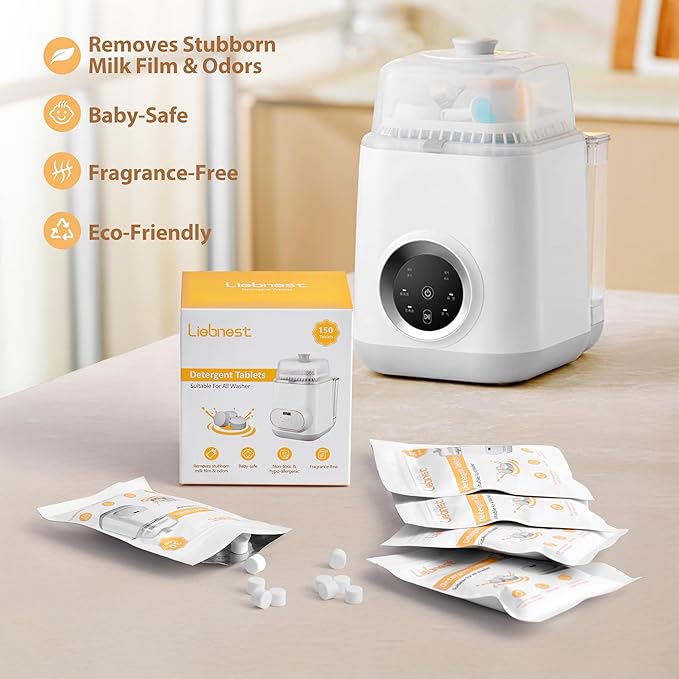 Baby Bottle Washer Tablets - 150 Count, Safe & Residue-Free, Compatible with Momcozy, Baby Brezza, Grownsy, Papablic and All Other Brands
