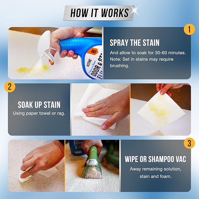 ACTIVE Appliance Cleaner Wipes and Pet Odor and Stain Eliminator - Includes 24pk Appliance Surface Wipes and 32oz Pet Spray Enzyme Cleaner