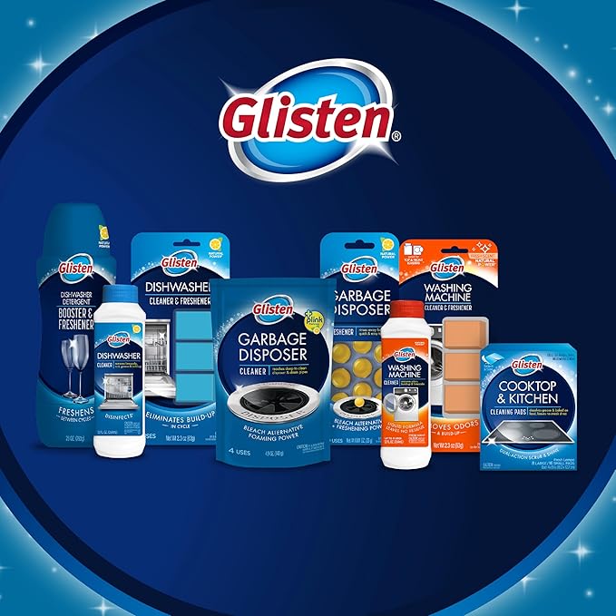 Glisten Cooktop and Kitchen Cleaning Pads for Glass, Gas Ranges, Ovens, Microwaves, and More, Dissolves Grease and Baked on Foods, Lemon Scent, 24 Large Pads or 48 Small Pads