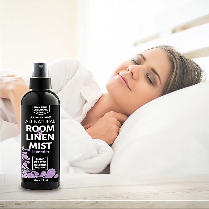 Aromasong All-Natural Lavender Room & Linen Spray 8 Oz for Sheets, Pillow, Fabric, Bed, Sleeping with a Refreshing Scent.