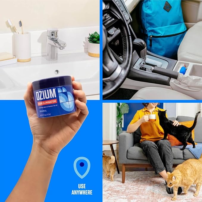 Ozium 4.5 Ounce 4 Pack Odor Eliminating Gel for Homes, Cars, Offices and More, Carbon Black