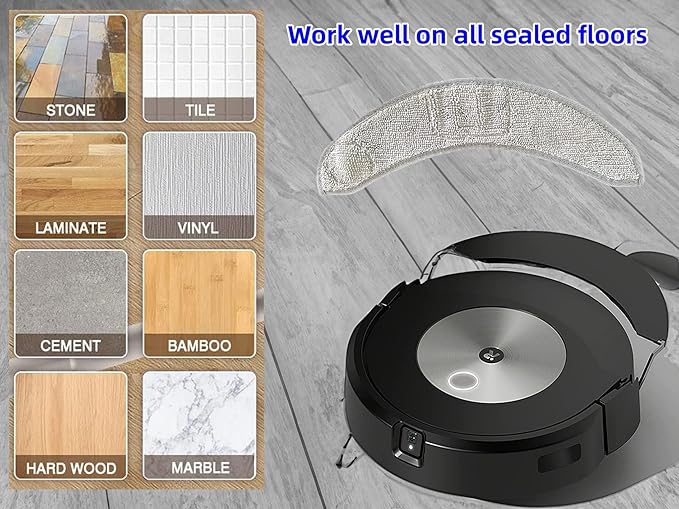 mop pad Compatible with iRobot Roomba Combo j7/j7+Microfiber Mopping Pad, Washable & Reusable Cleaning Refill Pads (4 Packs)