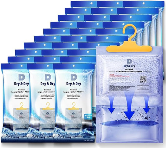 Dry & Dry 30 Pack[7 OZ] Premium Moisture Absorbers Dehumidifiers for Home Dehumidifier for Basement Dehumdifiers for Bedroom Small Dehumidifiers - Dehumidifiers Moisture Absorber
