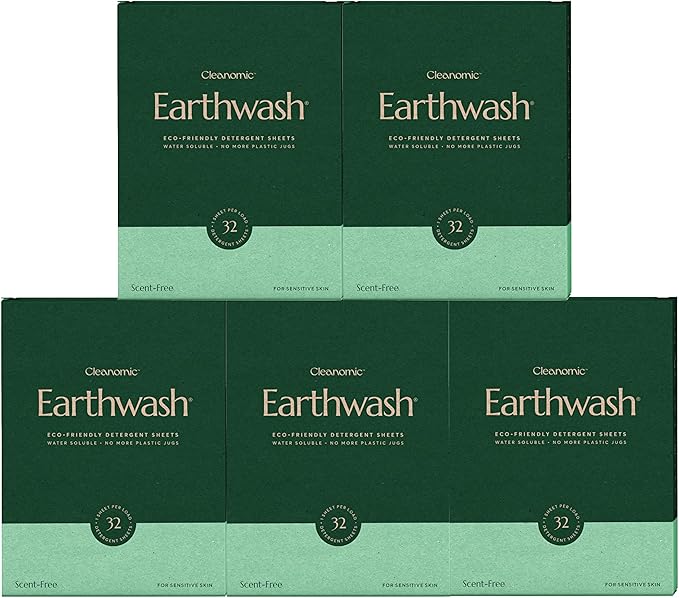 Earthwash Laundry Detergent Strips Scent-Free Hypoallergenic - Ideal for Travel & Home - 160 Strips
