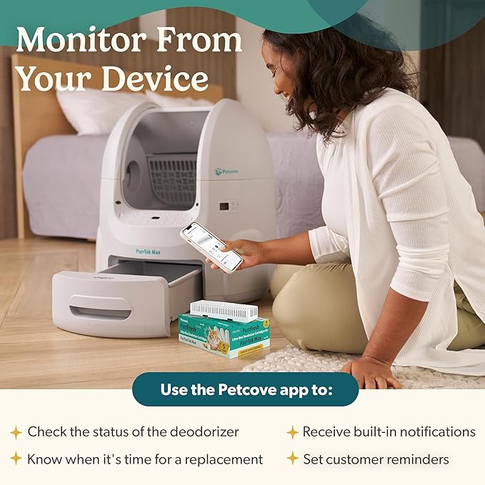 PetCove PurrTek Max Cat Litter Box Filters Replacements | Activated Charcoal Odor Absorber & Deodorizer Pods | Litter Box Filter Scent Eliminator | Precision Fit Filters for Hooded Boxes Long-Lasting