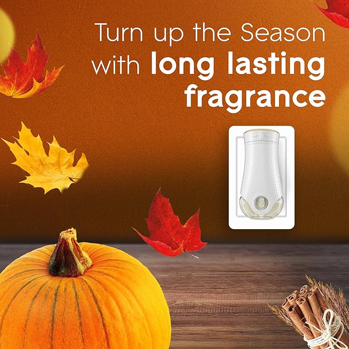 Glade PlugIns Refills Air Freshener Starter Kit, Scented and Essential Oils for Home and Bathroom, Golden Pumpkin & Spice, 1.34 Fl Oz, 1 Warmer + 2 Refills
