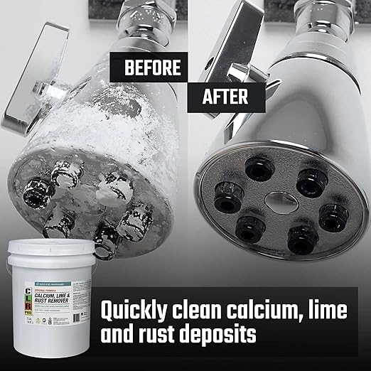 CLR PRO Calcium, Lime & Rust Remover - Quickly Removes Calcium and Lime Deposits, Stubborn Rust Stains, and Household Hard Water Deposits, Soap Scum, and Dirt - 5 Gallon Pail