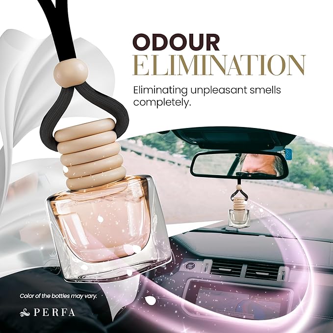 Car Air Fresheners for Men and Women - Linen Comfort | Pack of 2 Car Scents Air Freshener | 4ml Odour Eliminator Diffuser with Essential Oils | Air Fresheners Vent Clip Included by Perfa