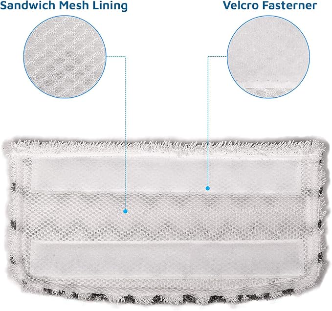 F Flammi 4-Pack Microfiber Mop Pads Refills Compatible with Shark Steam Mop S1000 S1000A S1001C S2001, Washable & Reusable Replacement Pads for Hardwood, Tile, and Stone Floors