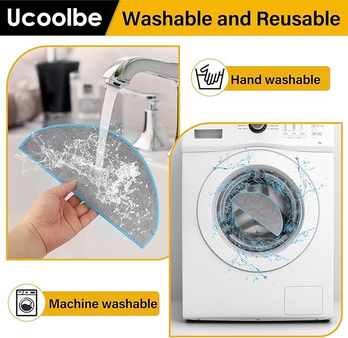 6 Pack Replacement Parts for iRobot Roomba Combo Essential Robot Vacuum & Mop Y0140 / Y0110 / Q0110 / Q0120 / Q0520/ Roomba 104 / Roomba 105 Combo, Microfiber Washable Mopping Pads