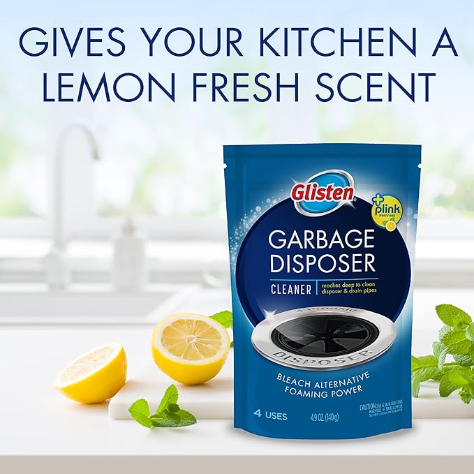 Glisten Garbage Disposer Foaming Cleaner, Lemon Scent, 2-Pack (8 Uses)