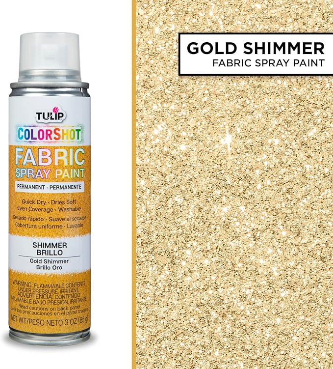 Tulip ColorShot Instant Fabric Spray Paint, Permanent Color Spray-On Fabric Paint, 3oz, Gold Shimmer